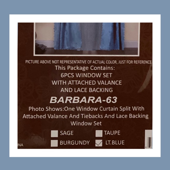 Light Blue Barbara-63 Lace Backed 6-Piece Curtains - Picture 7 of 8